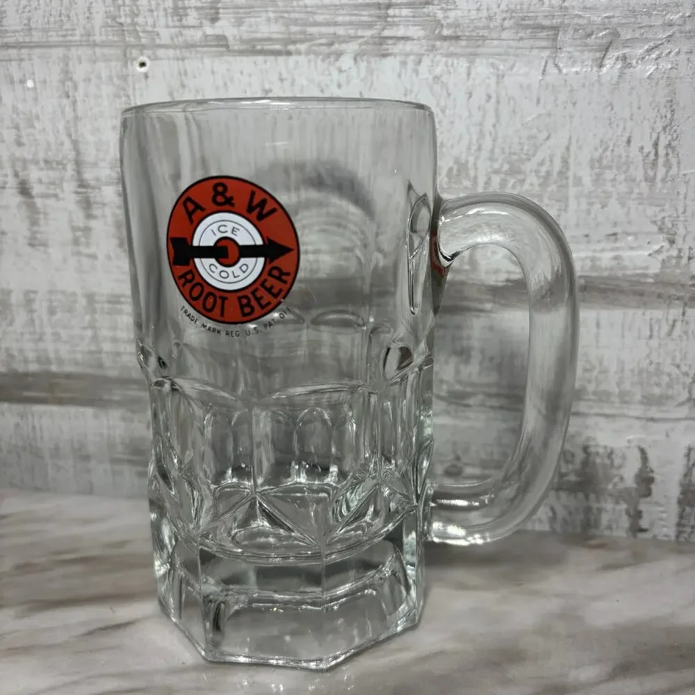 Vintage A&W Root Beer Heavy Glass Mug Bullseye Logo
